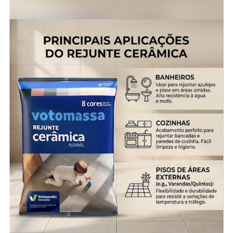 REJUNTE  FLEXIVEL VOTOMASSA PARA CERAMICA ANTIMOFO 1kg Diversas Cores