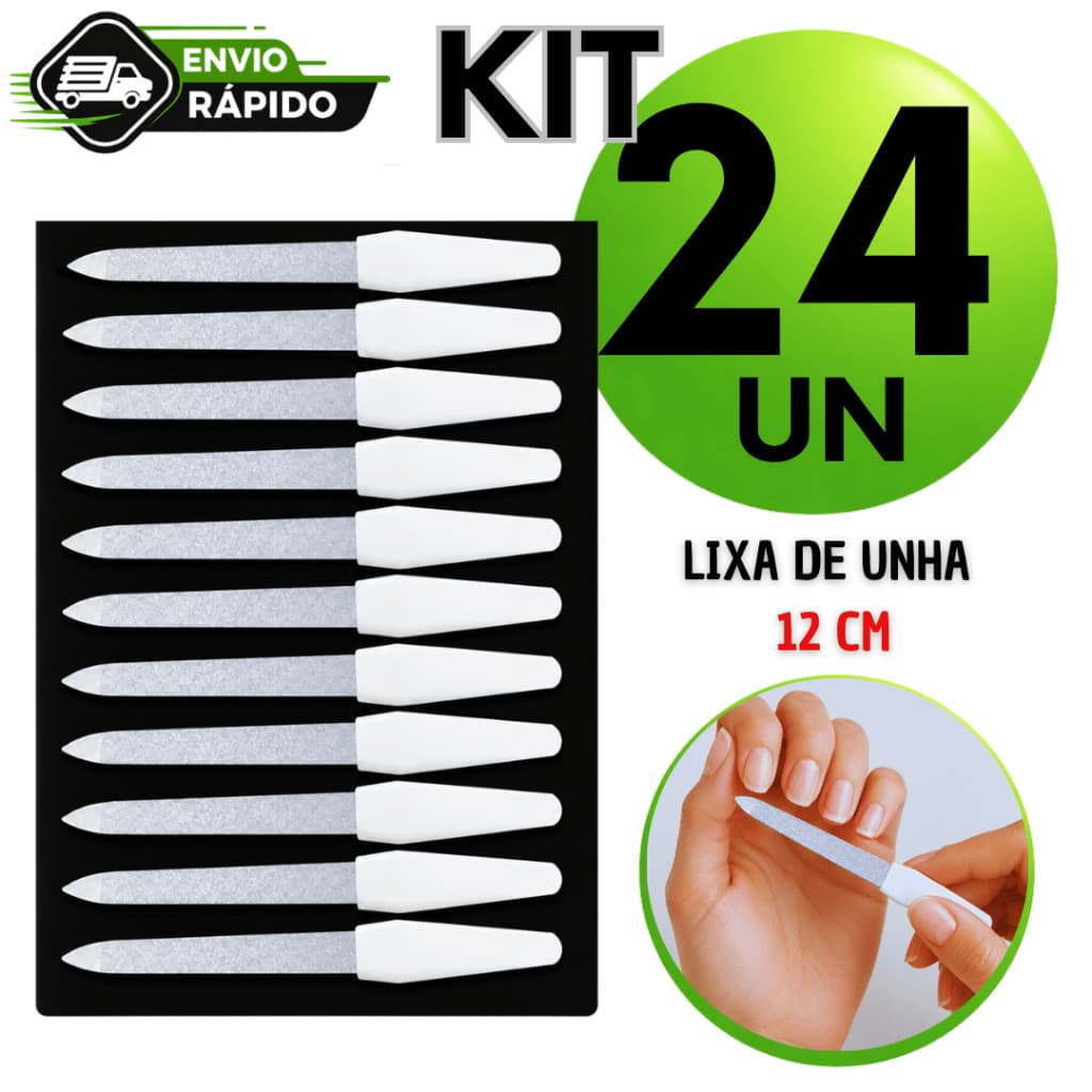 Kit Lixa Lixas de Unha Metálica 12cm Premium Facilidade Manicure Utilidades Barata mais vendida