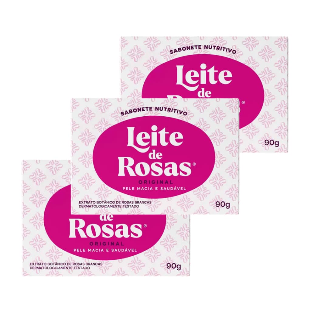 Kit C/3 Sabonetes  Leite de Rosas 90g -Original - Limpeza Pele - Envio Rapido