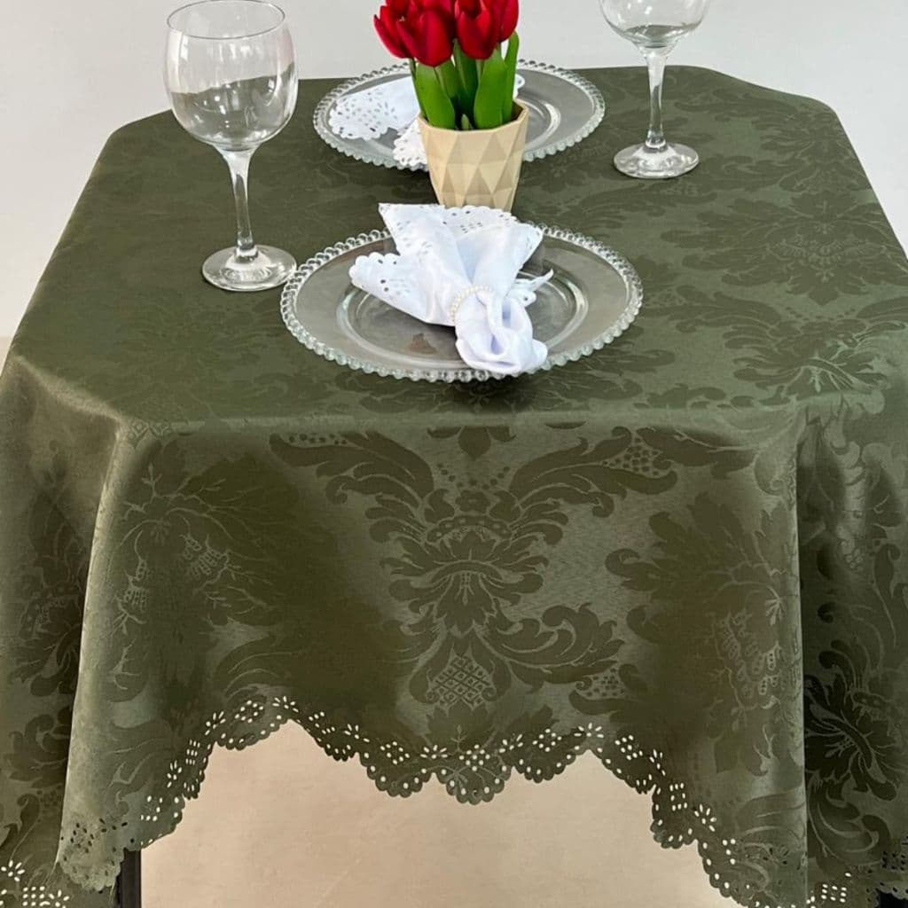 Toalha de Mesa Luxo Quadrada para 4 Lugares Jacquard Original Tecido Grosso UTRASONICO