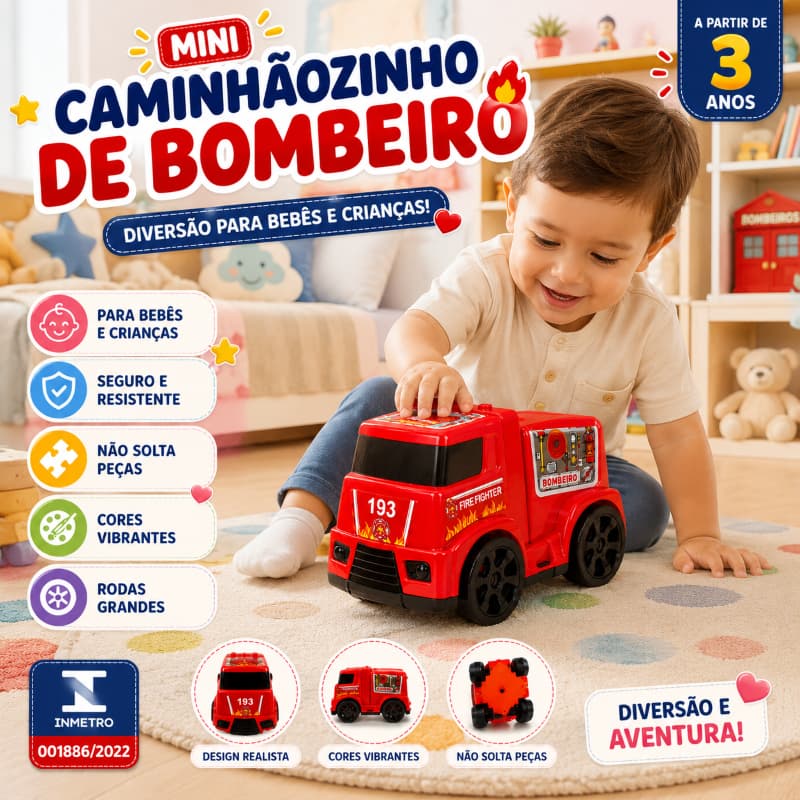 MINI CARRINHO CAMINHÃOZINHO BOMBEIROS BRINQUEDO INFANTIL PARA BEBÊS RODA LIVRE