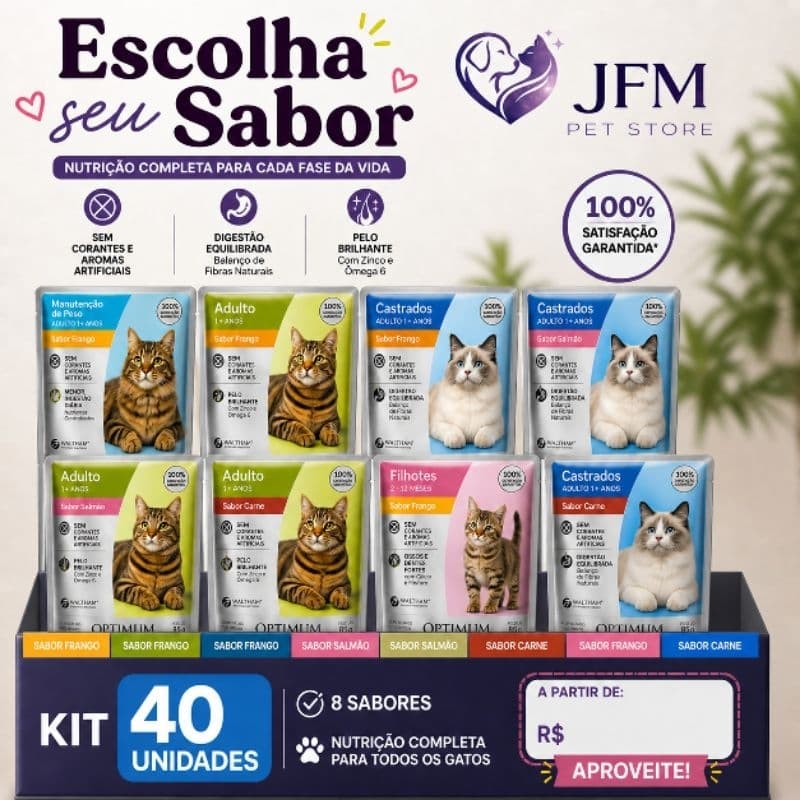 Optimum Ração Úmida para Gatos sache 85g KIT 40 und
