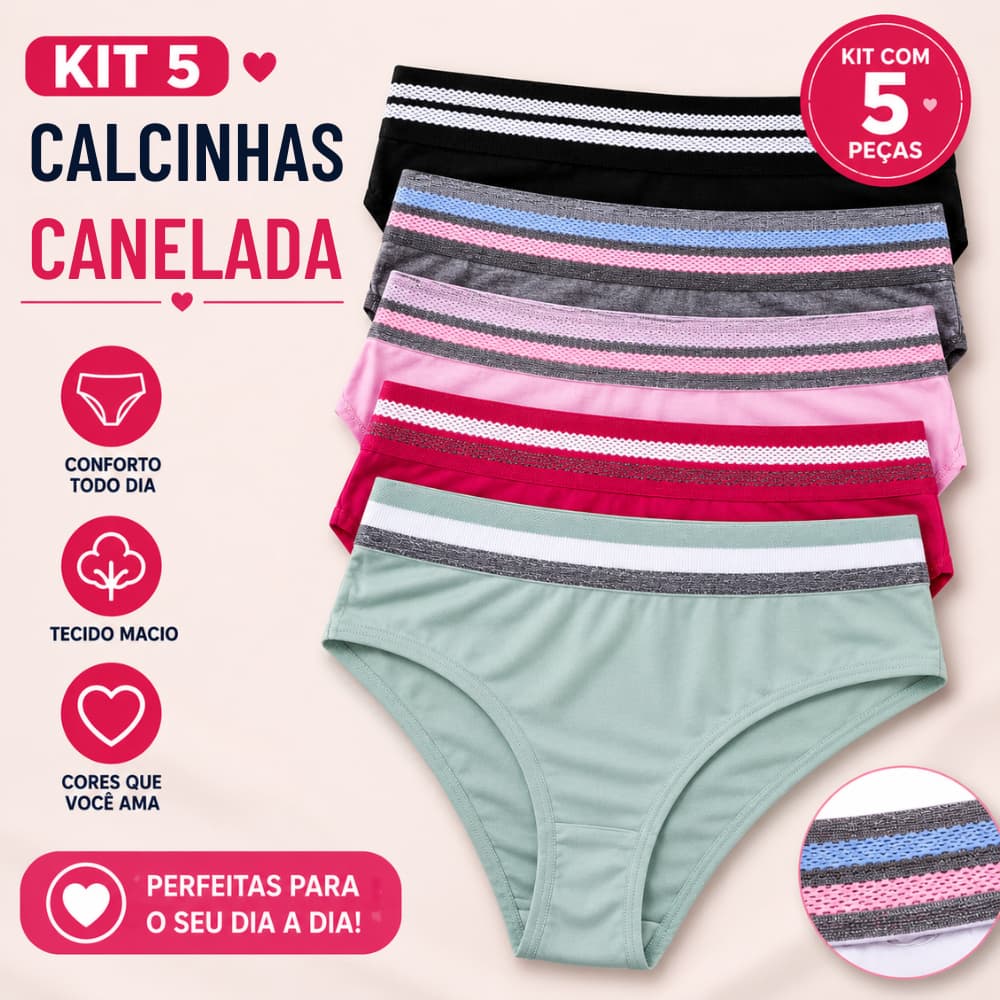Kits Calcinhas Femininas de Algodão com Conforto Fio Dental e Toque Macio em Cores Sortidas