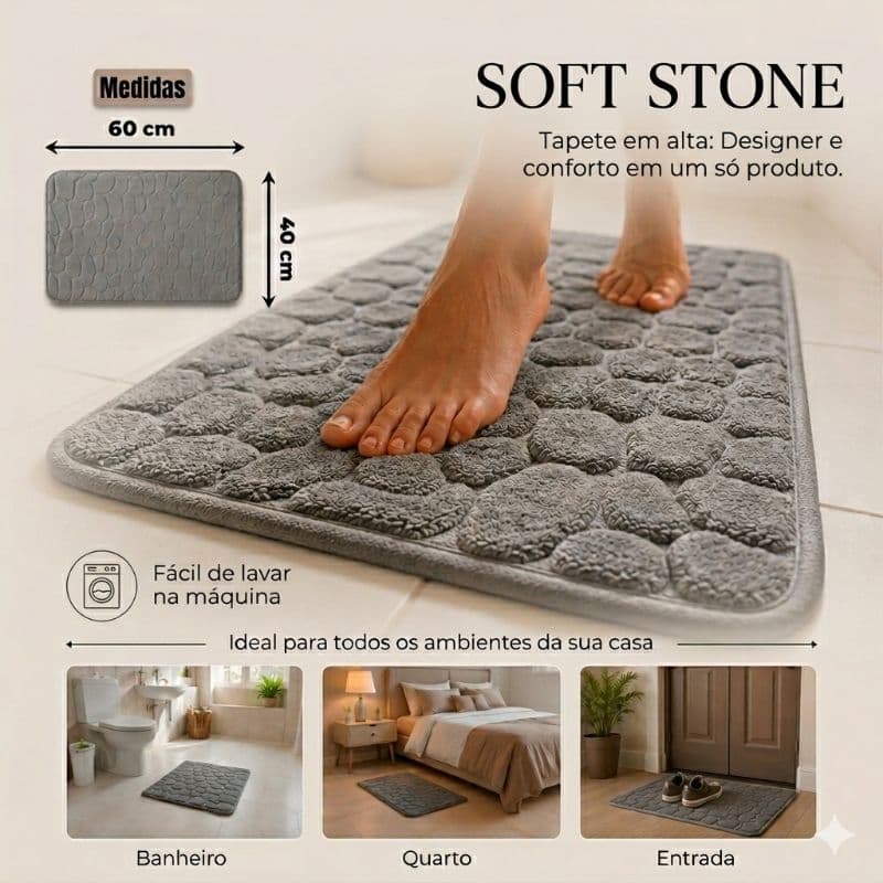 Tapete cinza para Banheiro quarto ou sala Kit com 2,3 ou 4 Tapetes super macio Lavável Conforto Decoração Moderna Casa