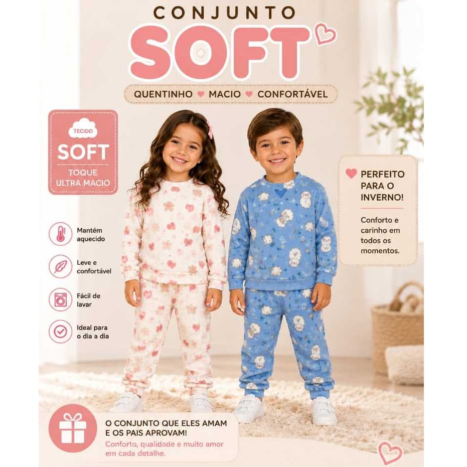 Conjunto Pijama de soft sem capuz tamanho
