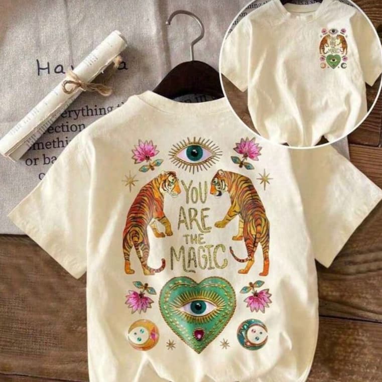 Camiseta Feminina Estampada You Are The Magic Tigre Mística Oversized Moda Boho Premium