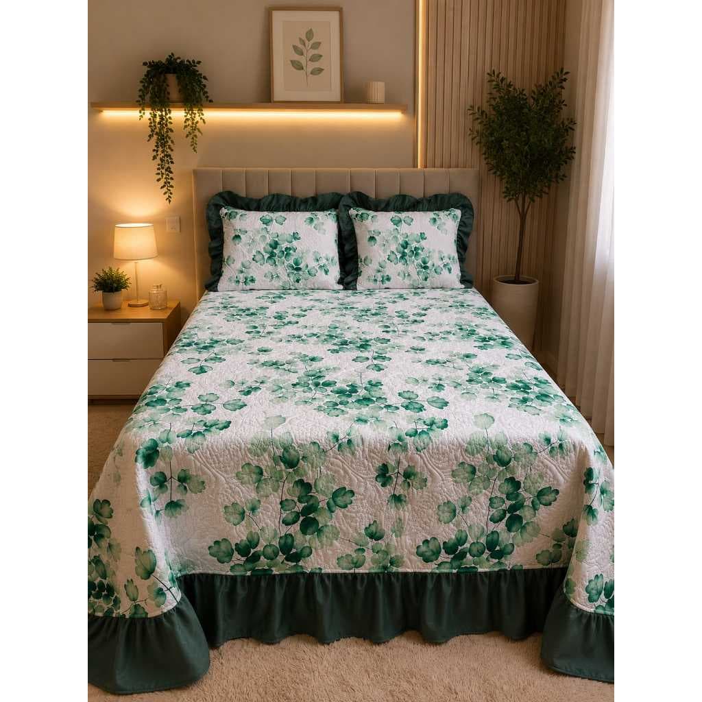 Cobre Leito Casal Bella Floral 3 Peças Luxo Micro Percal