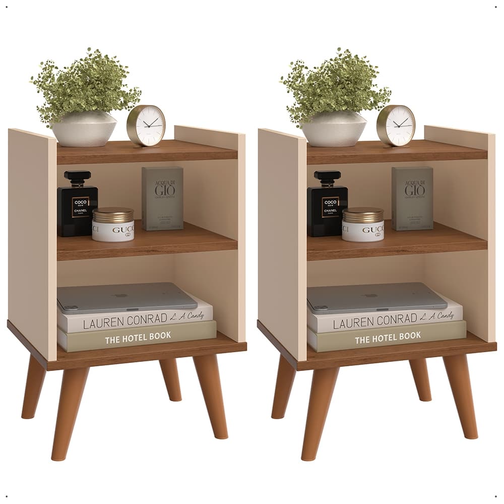 Kit Com 2 Mesas De Cabeceira Com Nicho Organizador - Estambul - Lojas GB