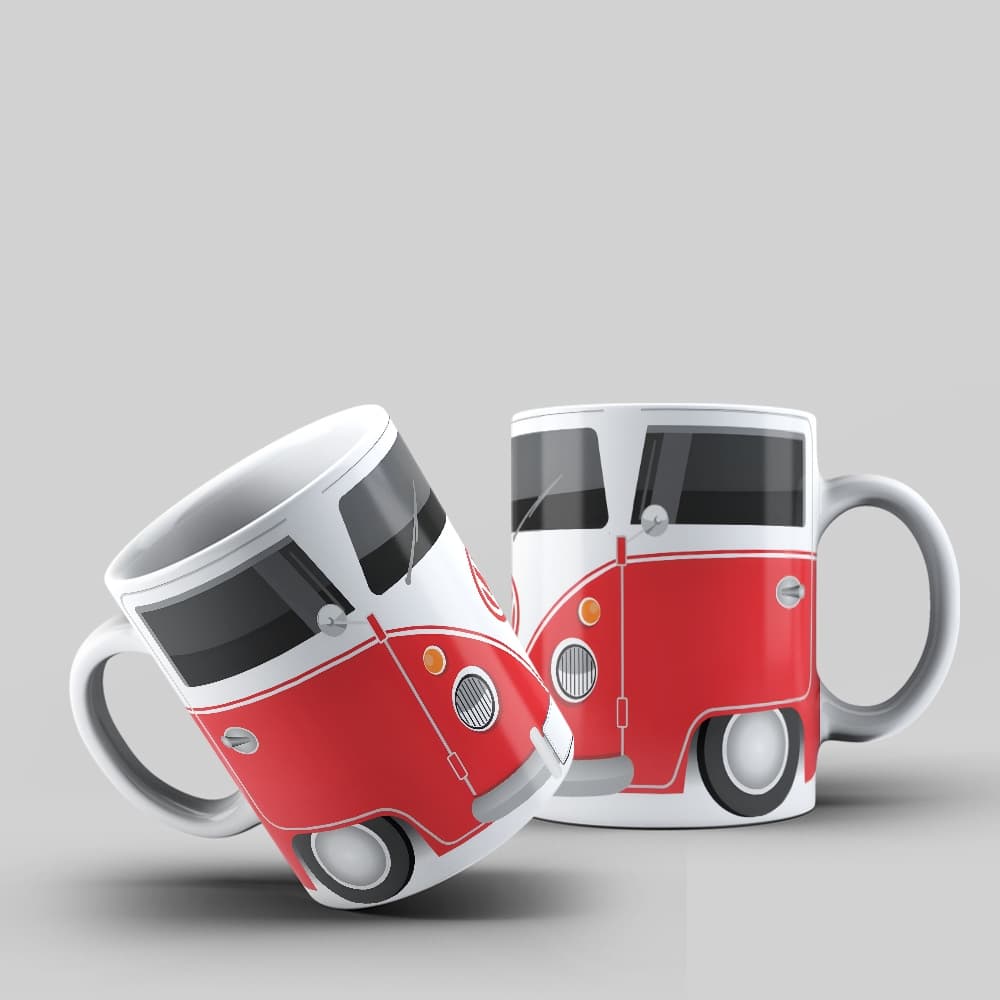 Caneca Kombi Vermelha Retrô Carro Antigo Vintage Classica