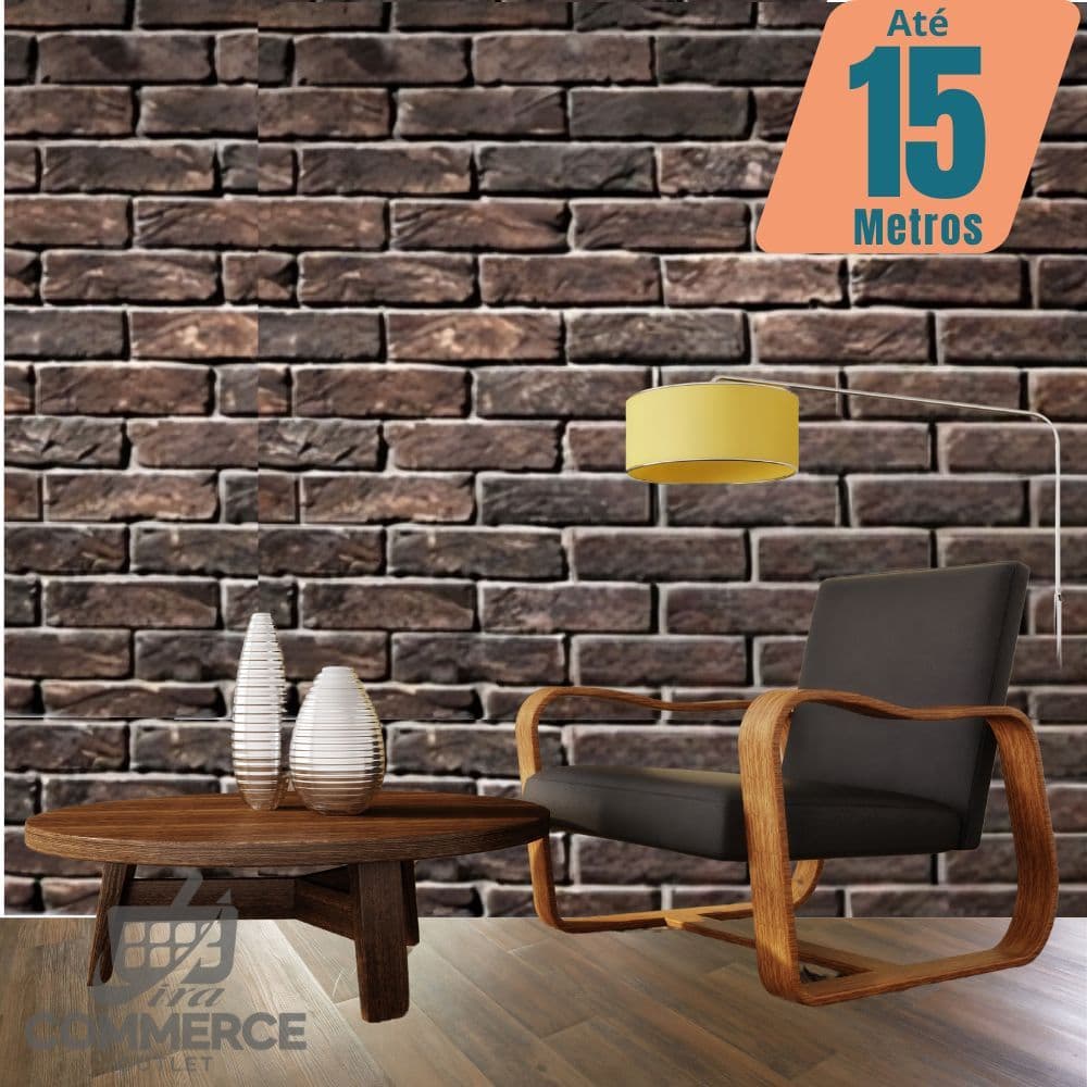 Papel de Parede PREMIUM Rolo 5 Metros Autoadesivo Tijolo Envelhecido Salas e Quartos 5m x 45cm
