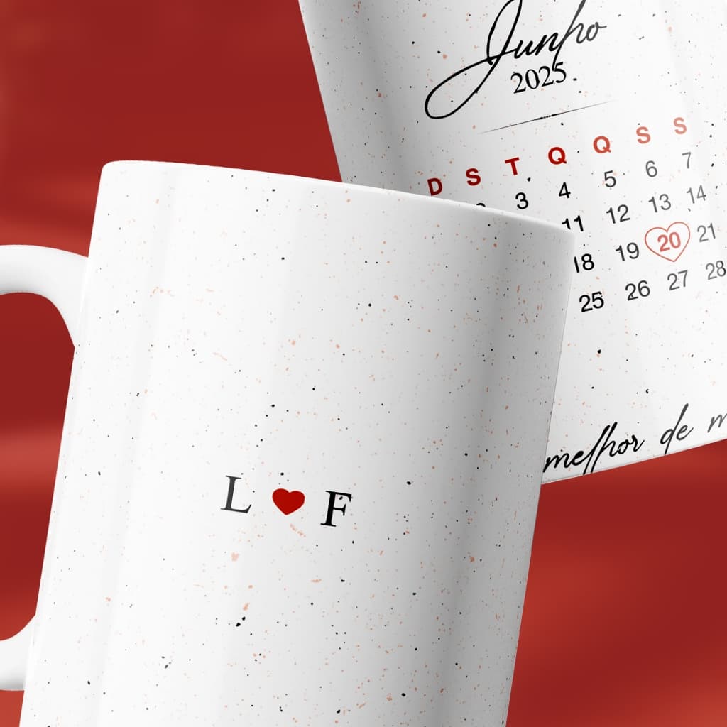 Presente Namorados Casal Caneca Personalizada com Iniciais e Data + Doces | Presente Criativo e Especial