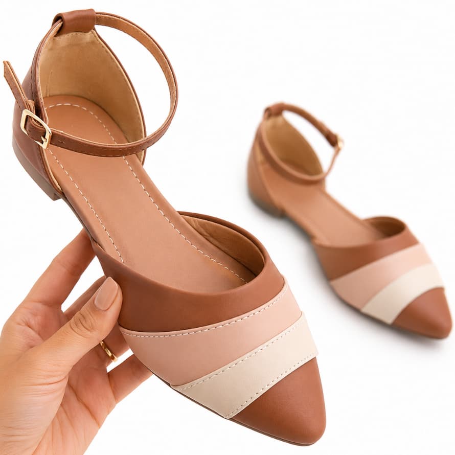 Sapatilha Feminina Bico Fino Casual Elegante Confortável Tendência Moda