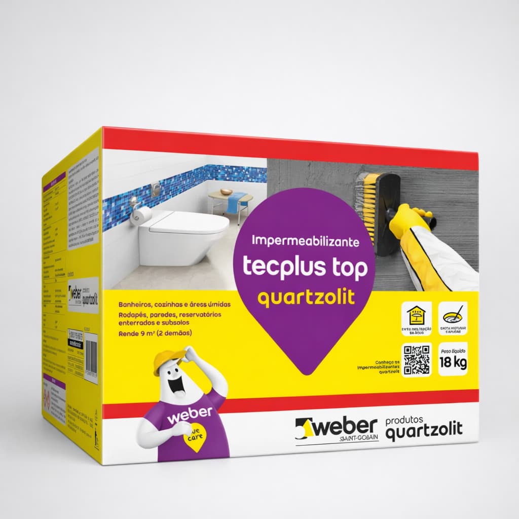 Impermeabilizante Tecplus Top Caixa 18Kg Tecplus Top Concreto Alvenaria Cinza Banheiros Áreas Úmidas