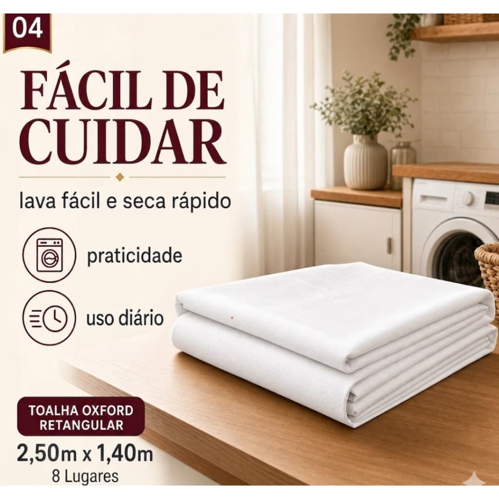 Toalha de Mesa Oxford Retangular 2,50m x 1,40m 8 Lugares Tecido Liso Premium Grosso Festa Buffet