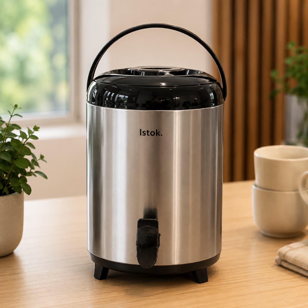 Botijão Térmico Inox Com Torneira 5,5 ou 9,5 Litros Para Café Chá Água E Eventos