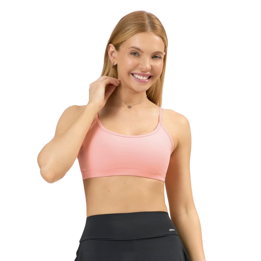 Top Feminino Selene Sem Costura Canelado Sustentação Alta Sem Bojo Fitness Confortável Respirável Academia