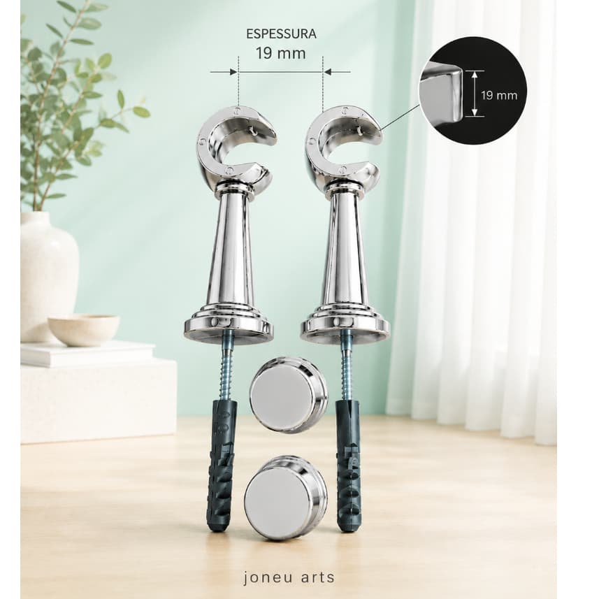 Suporte para varão cromado 19mm( kit com 2 suportes)