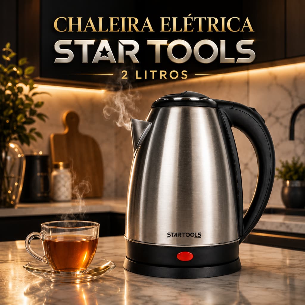 Chaleira Elétrica Inox 2 Litros Desligamento Automático Aquecimento Rápido 110V/220V Café Chá Água