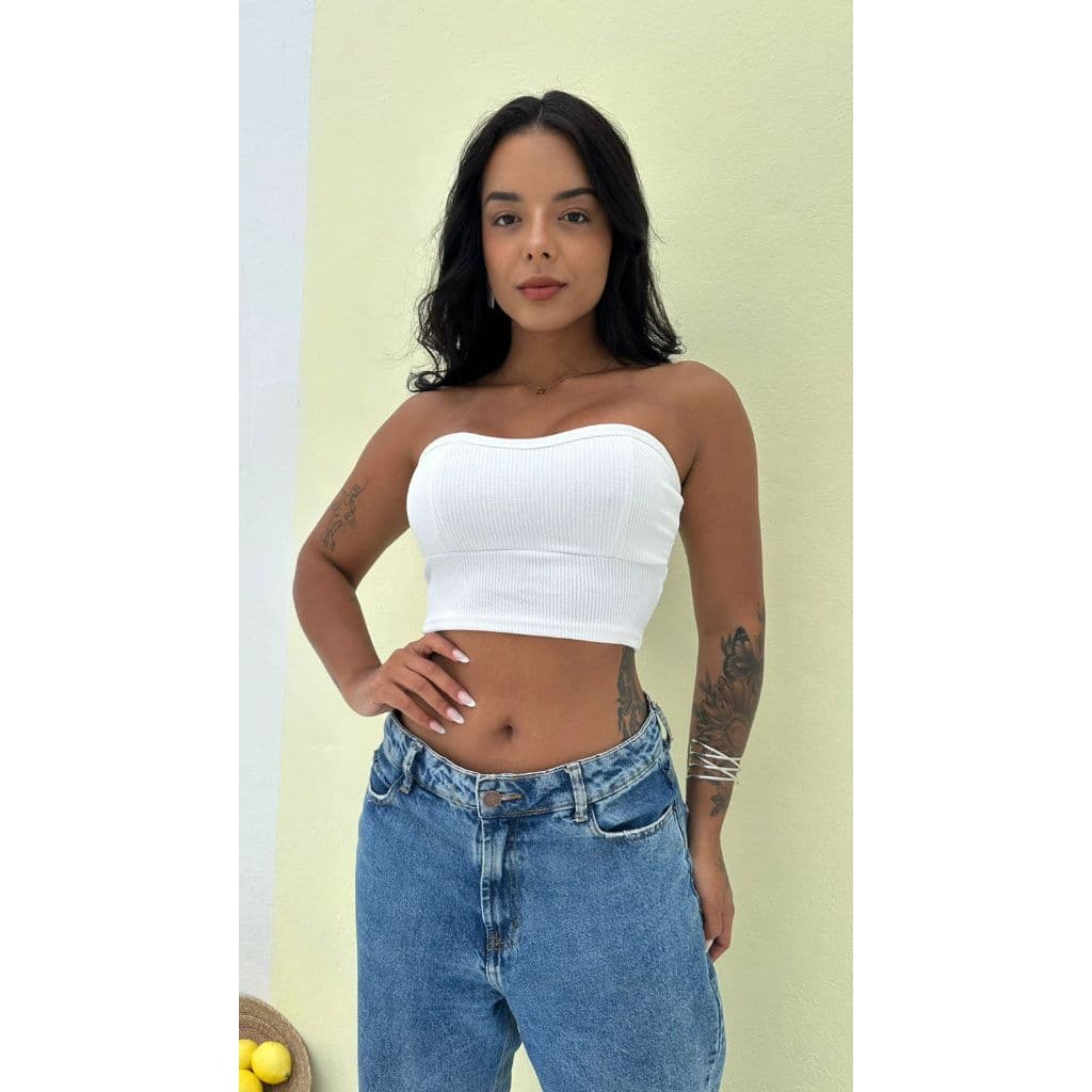 Cropped Feminino  Top Tecido Ribana sem bojo