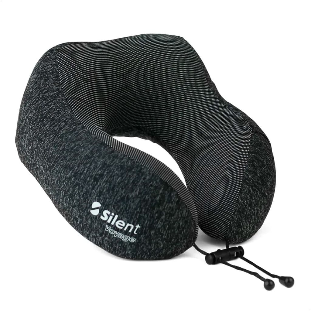 Travesseiro Cervical para Viagem Almofada Ergonômica Memory Foam Portátil com Bolsa Silent | PRETO MESCLADO