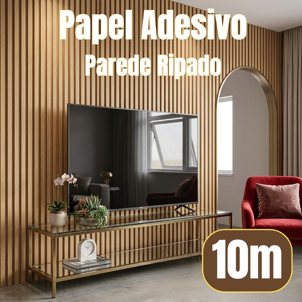 Papel Adesivo Parede 10 metros Ripado Antimofo Sala Impermeável Cozinha Lavável Quarto Resistente
