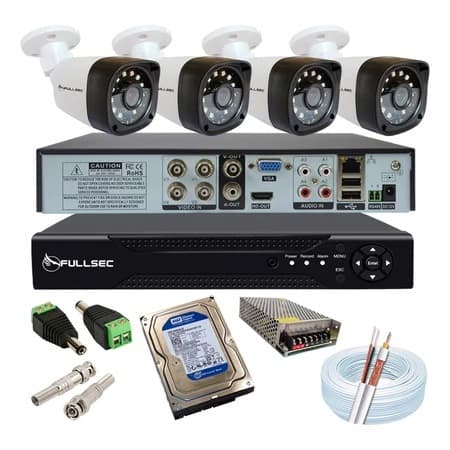 Kit 4 Câmeras Segurança Dvr 4 Canais Com Hd