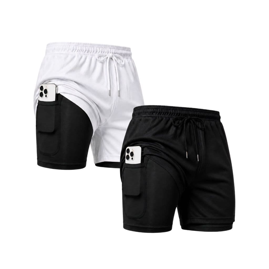 Shorts 2 em 1 Masculino Bermuda compressão Academia Corrida