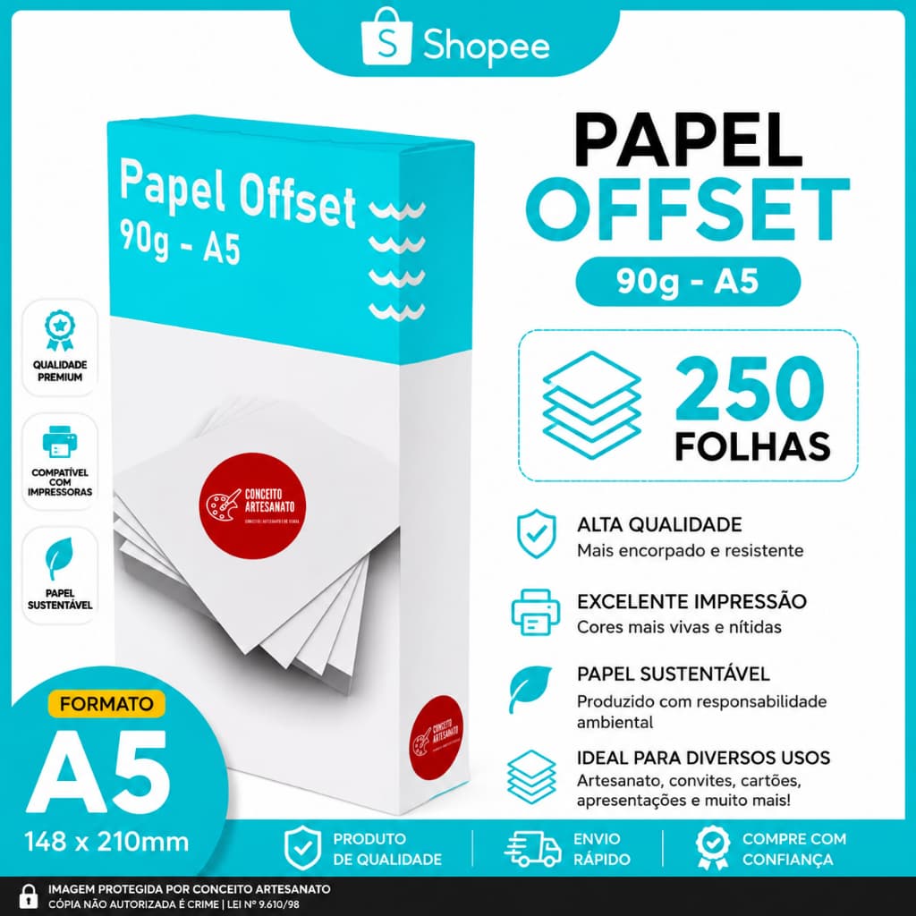 Papel Offset 90g - A5 250 Folhas