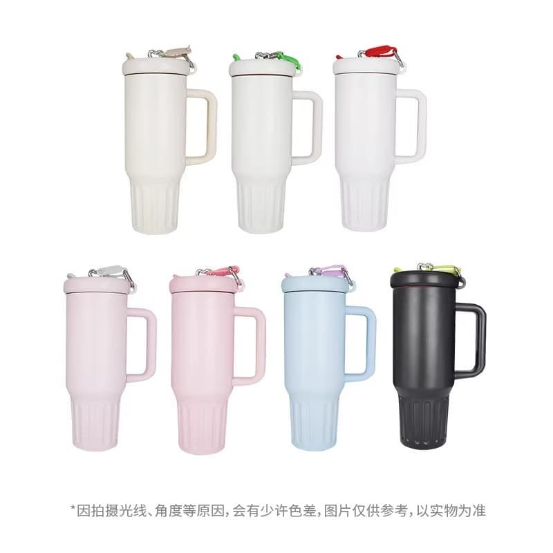 Copo Térmico 1200 ml Com Canudo Material Inoxidável Tampa 2 Funções Alça Aberto ou Fechada