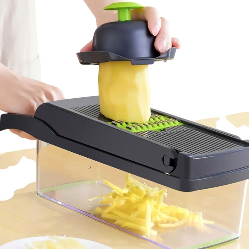 Cortador Ralador Fatiador  De Alimentos Verduras E Legumes16 Peças Multifuncional Manual Cozinha Cesto Escorredor