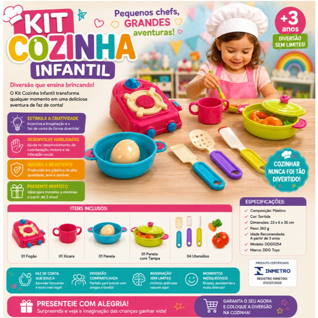 Kit Brinquedo Cozinha Infantil Utensilios Plastico Acessorios Role Play Educativo