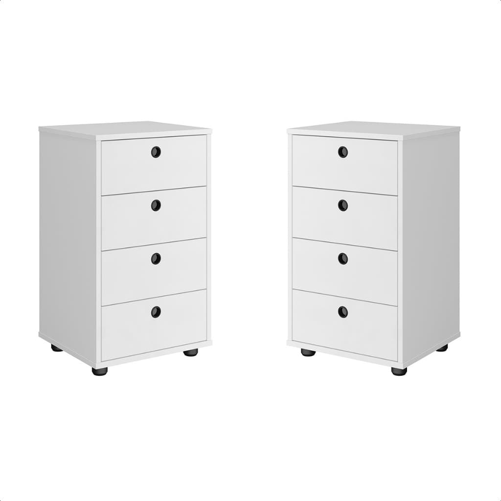 Kit Com 2 Mesas de Cabeceira Classic Decoração Quarto Casal Com Gavetas Cores Diversas - GB