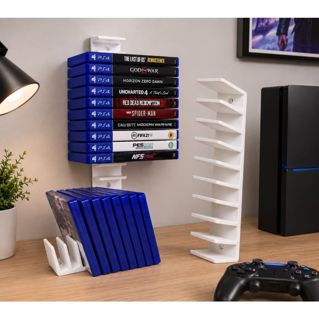 Suporte Organizador Para 10 DVDS Jogos Ps4 Ps5 Xbox Nitendo e Similares De Parede Ou Mesa Facil Utilização e Muito Prati