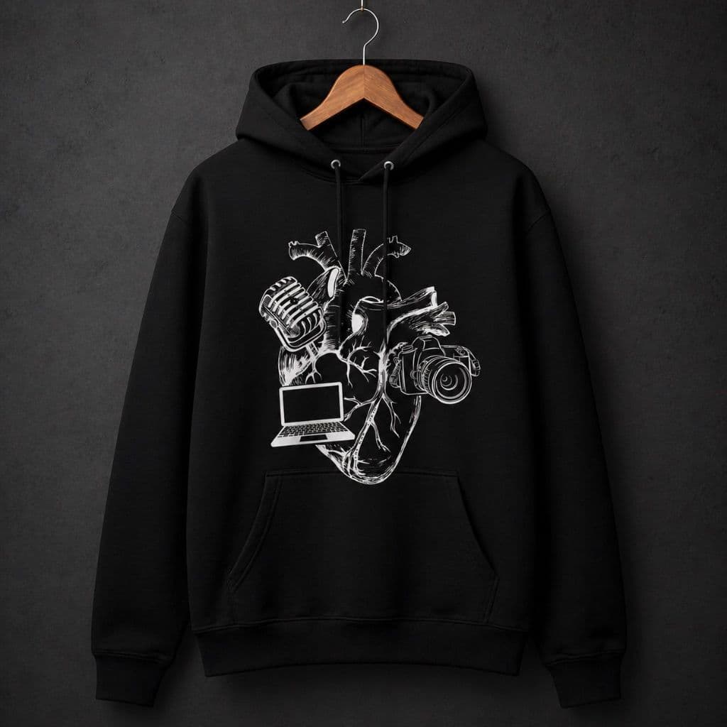 Moletom Canguru Coração Criativo Fotografia Música Designer Streetwear Oversized Hoodie Unissex Blusa Frio Tumblr Hip