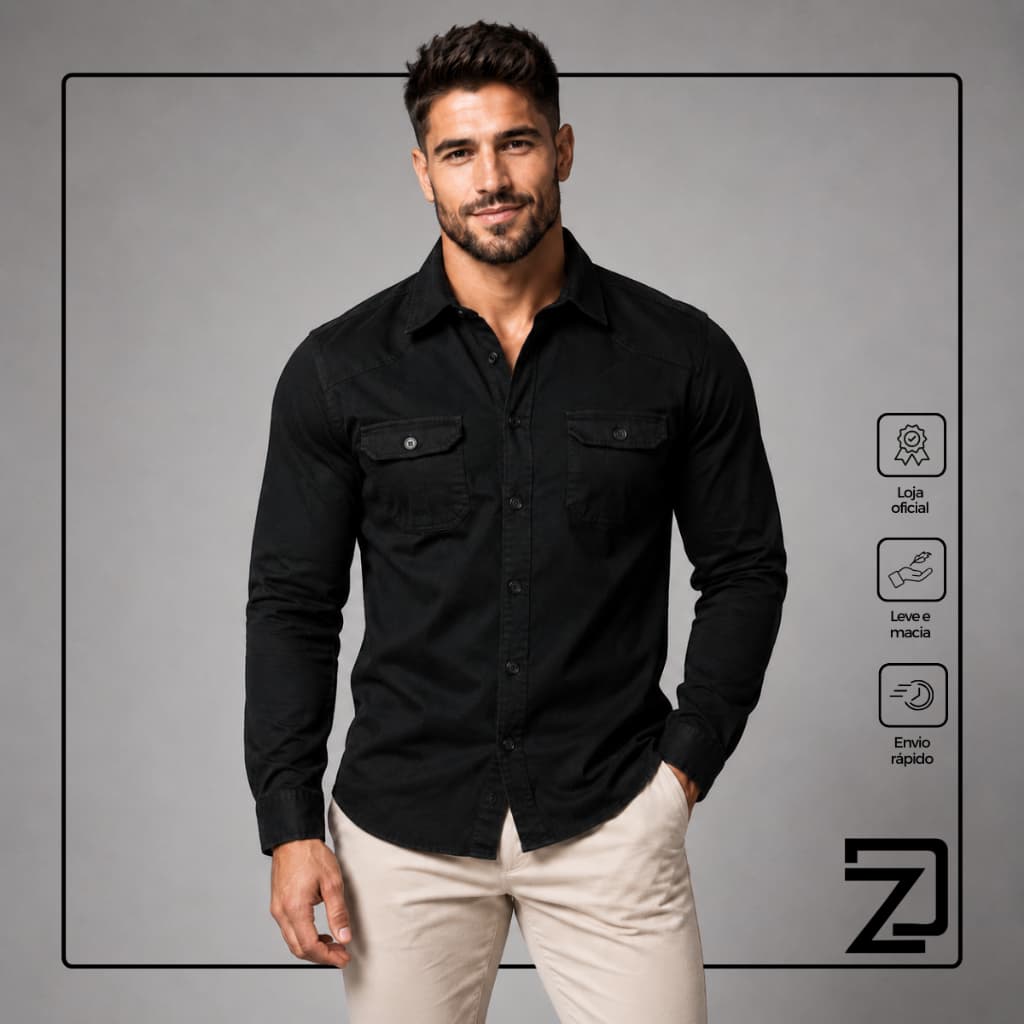 Jaqueta Jeans Sarja Masculina Manga Longa Premium