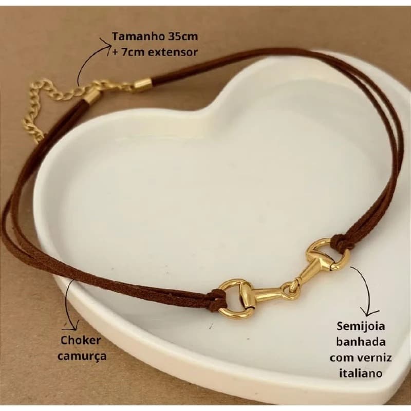 Gargantilha Country Bridão Dourado Ajustável Colar Feminino Boiadeira Cowgirl Vaqueira