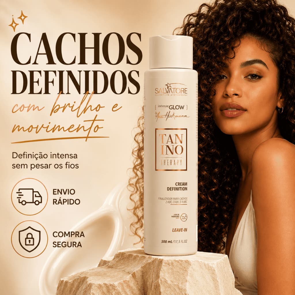 Finalizador Salvatore Intense Glow Cachos Definidos Sem Frizz Proteção Térmica e Brilho Intenso o Dia Todo 500ml