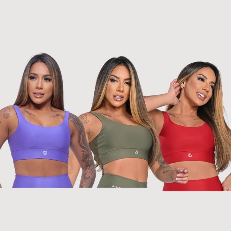 Top Academia Feminino Fitness Suplex Firme Duplo Esportivo Com Sustentação Top Treino