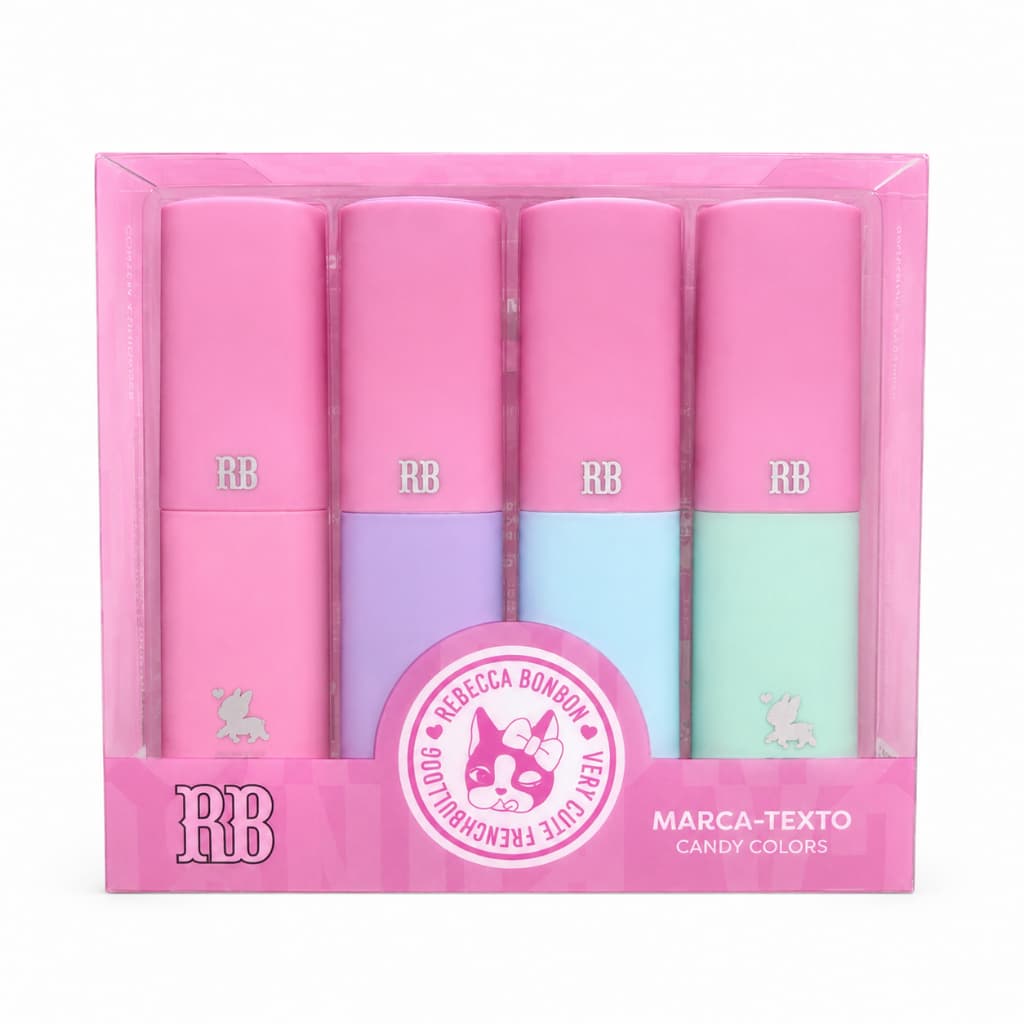 Kit Marca Texto Rebecca Bonbon RB - SkyPaper -Tons pastel Ponta Soft - C/4 Cores