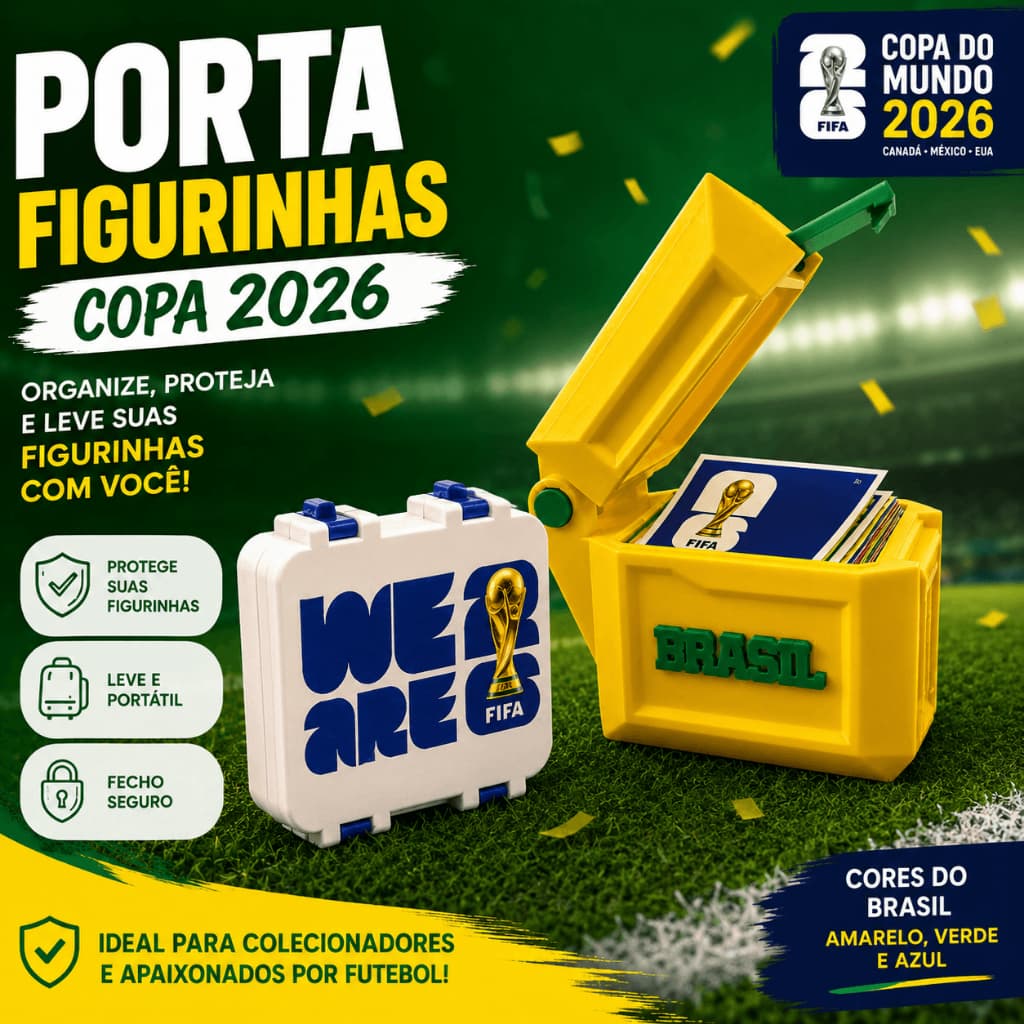Porta Figurinhas Copa 2026 Brasil | Organizador de Cards Futebol Colecionador