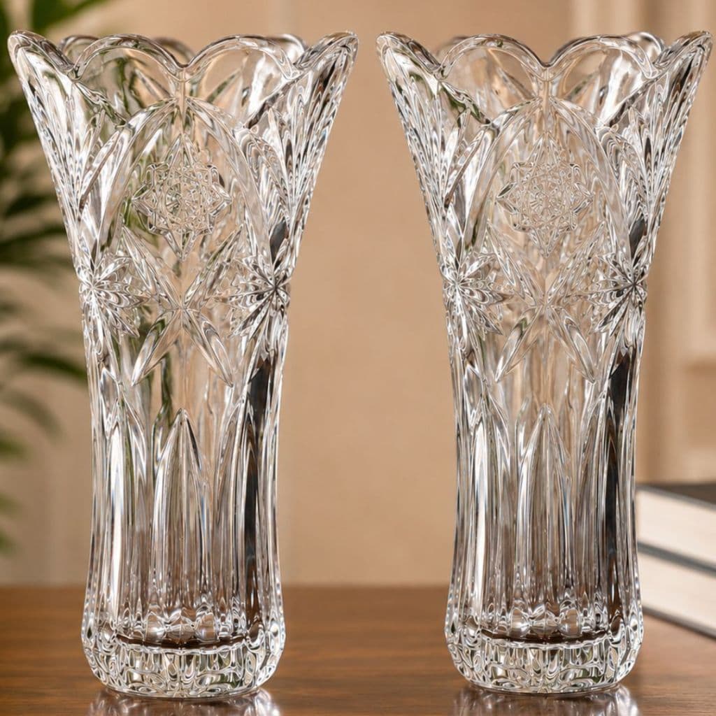 Kit 2 Vaso Decorativo 23cm Em Vidro Resistente Estilo Europeu Vaso De Vidro Cristal Grande Para Flores Arranjos
