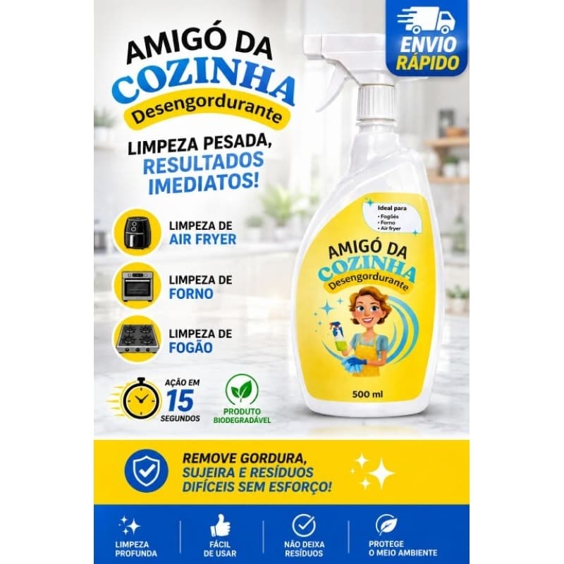 Desengordurante Limpeza Pesada Cozinha Spray Zip Limpa Forno Fogão Air Fryer Limpador