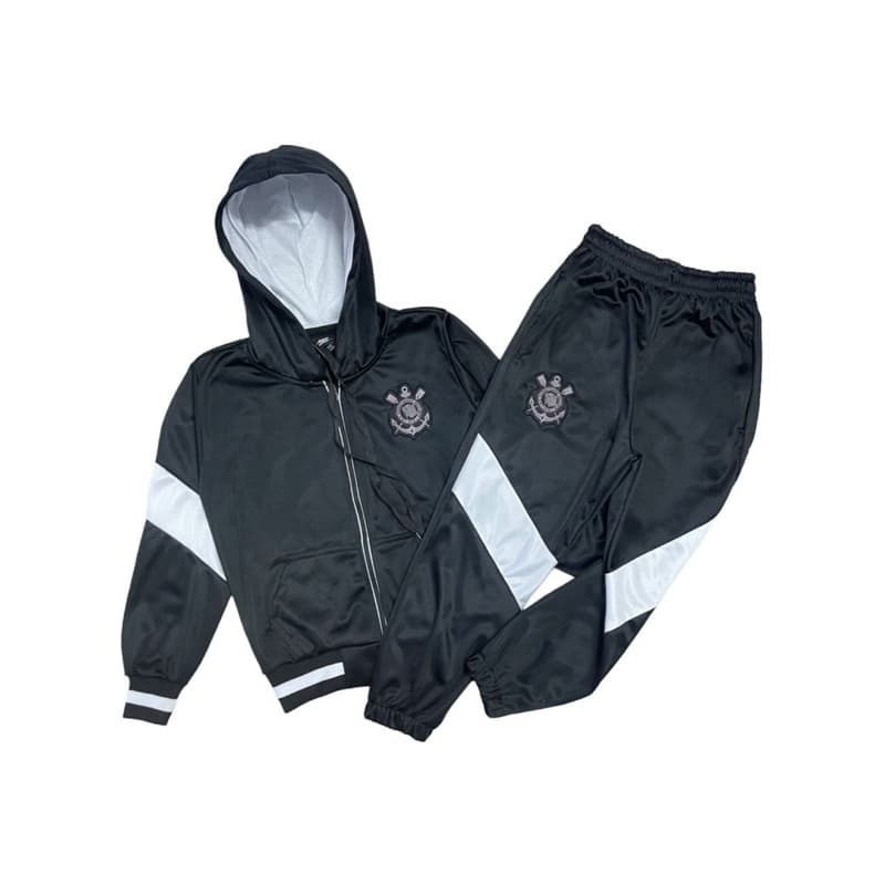 Conjunto Menino Infantil Jaqueta Com Calça Agasalho Time Corinthians Esportivo