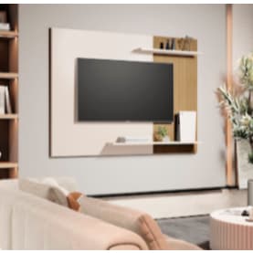 LANÇAMENTO Painel de TV 50 Polegadas 135x100cm com 2 Prateleiras para Organização e Decoração