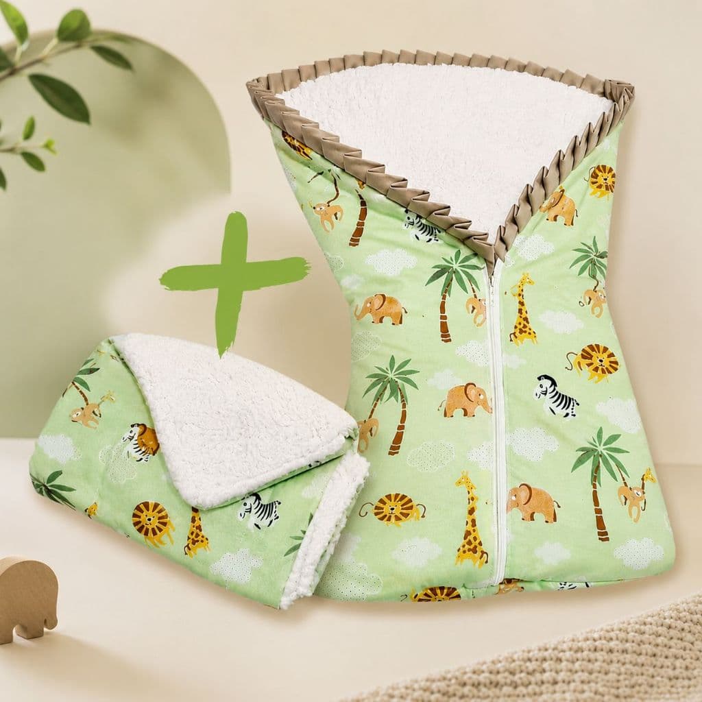 Kit Inverno Bebê Manta Sherpa + Saco de Dormir Casulo Forrado