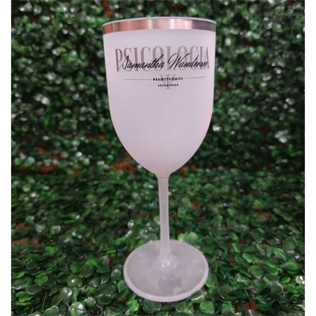 20 Taças de Vinho 400 ml Acrílico Personalizadas com ou sem borda metalizada