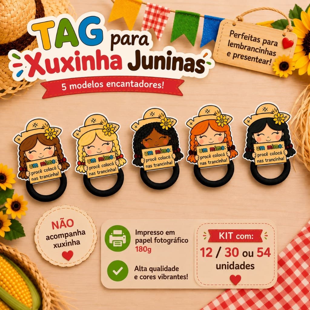 Lembrancinha Junina / TAG para Xuxinha /Mimo Junino / Card Xuxinha Festa Junina / Tag para Buchinha