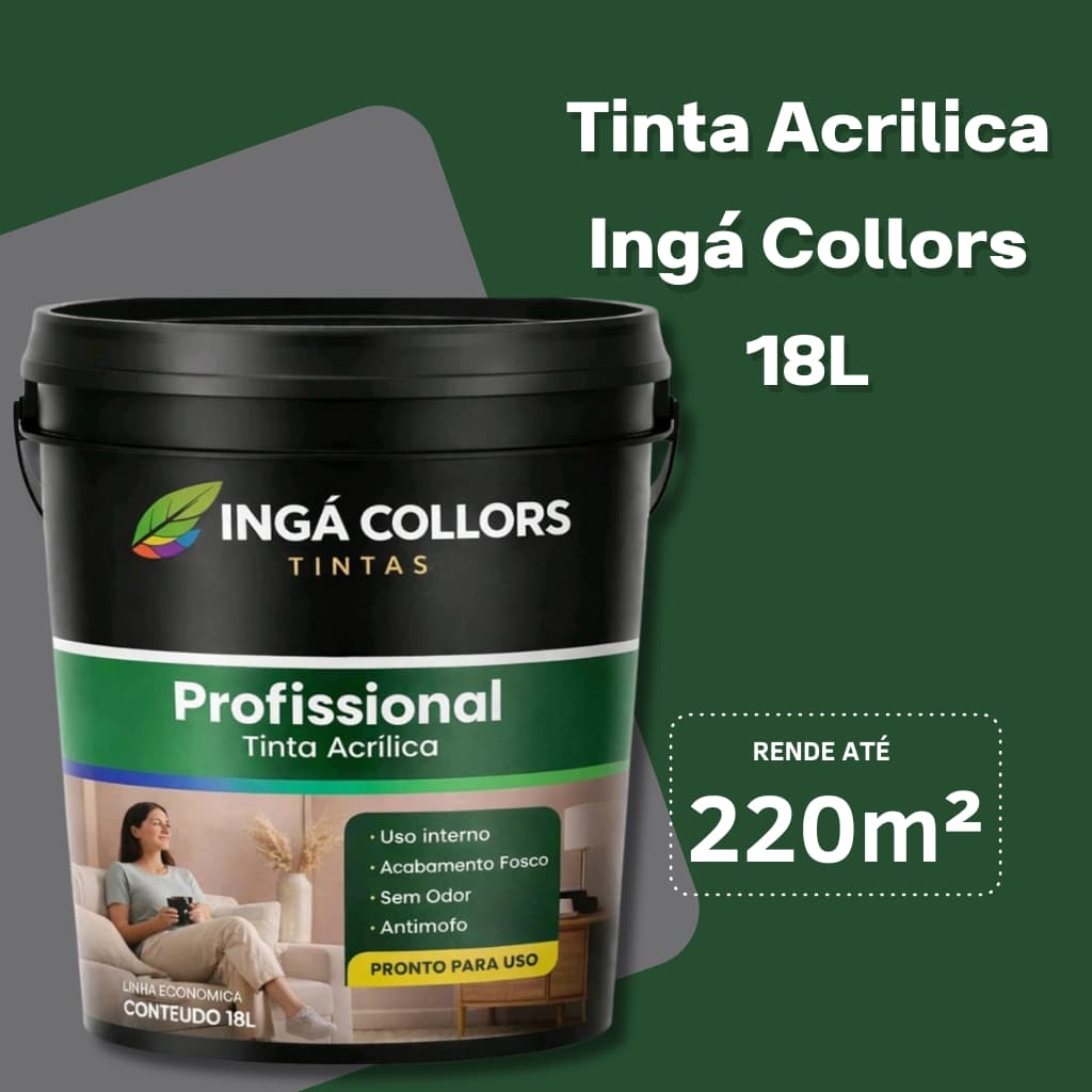 Tinta Acrílica 18L Ingá Collors Econômica Secagem Rápida Alta Durabilidade