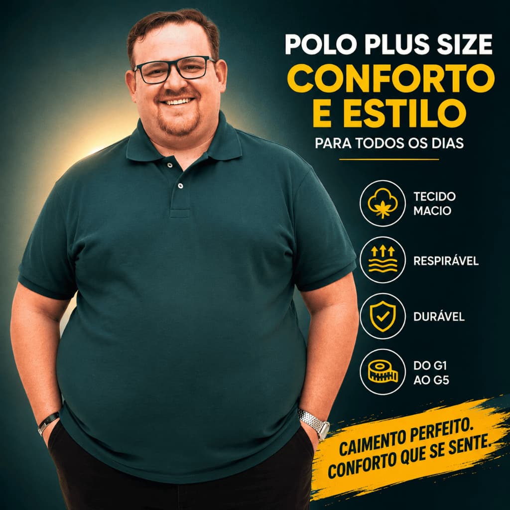 Camiseta Gola Polo Piquet Plus Size Masculina Lisa Premium Confortável Respirável Casual Elegante