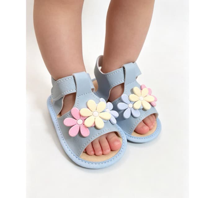 SANDÁLIA TRIO DE  FLOR MENINA SAPATINHO  DE BEBÊ